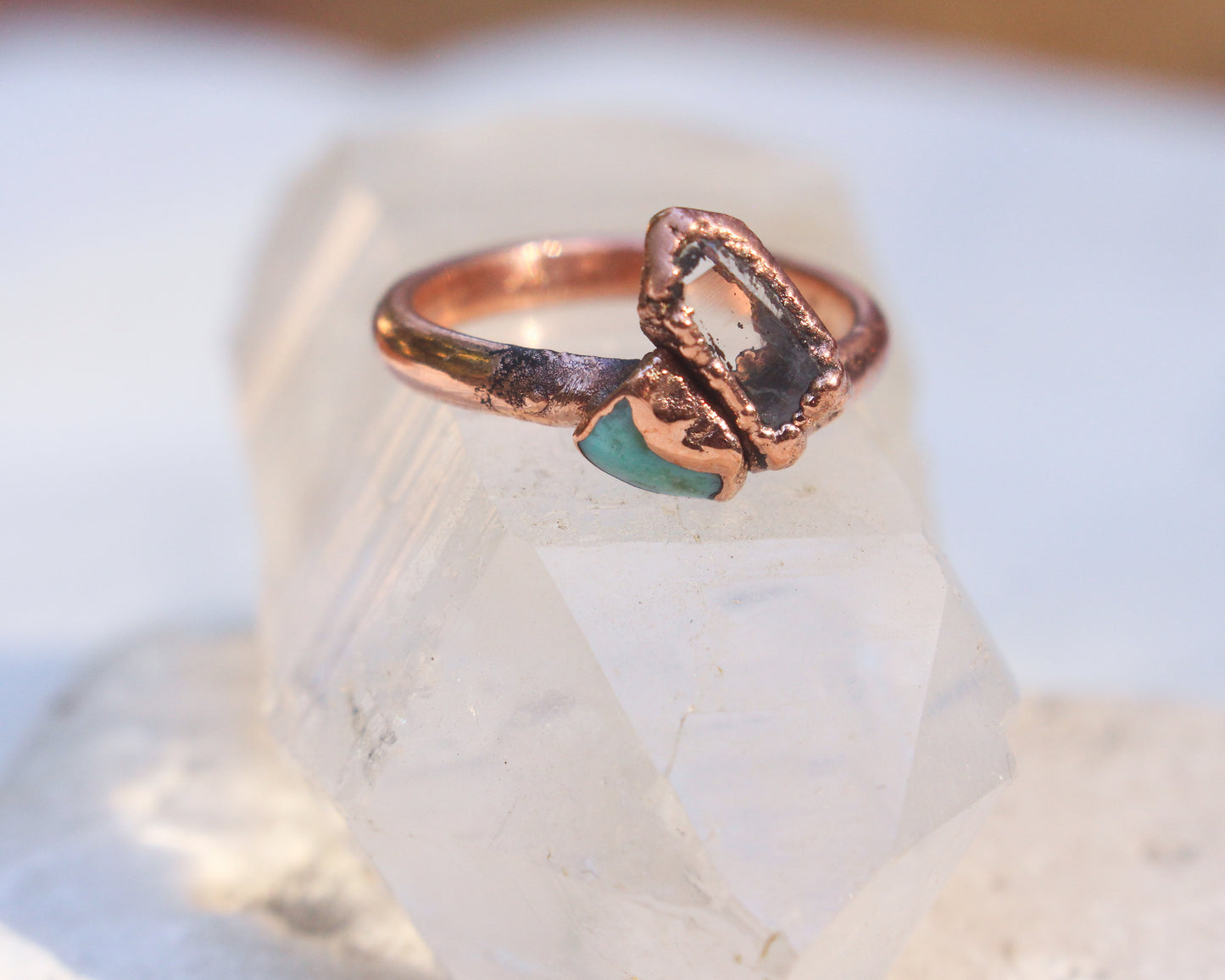 Quartz and Turquoise ring
