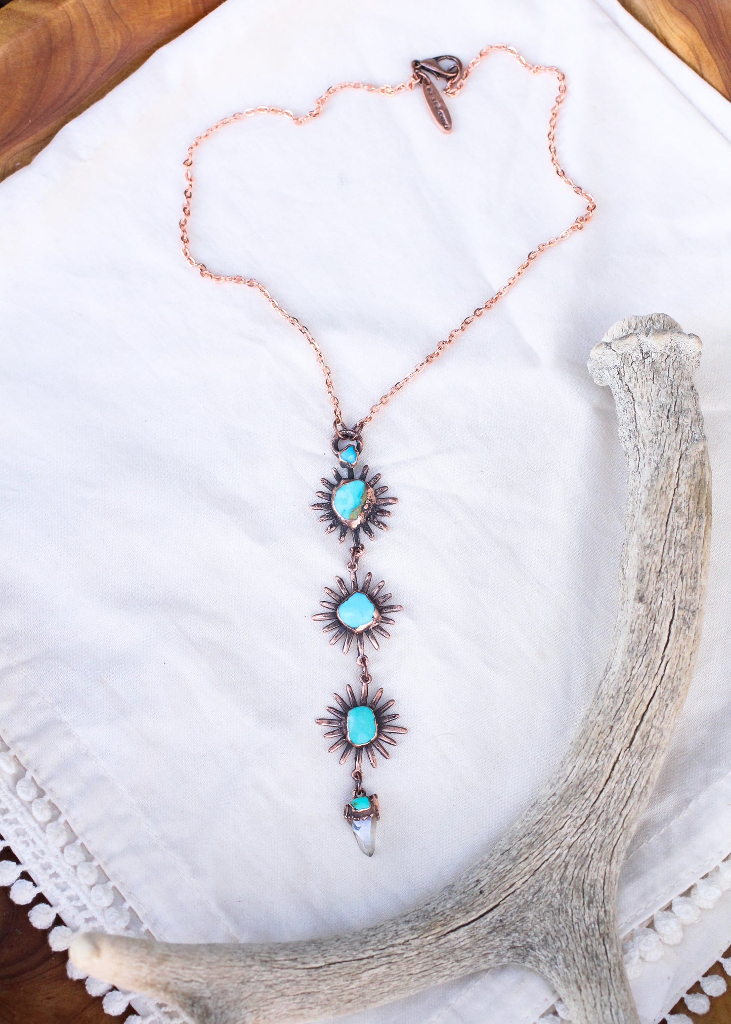 Turquoise and Quartz tiered Starburst necklace
