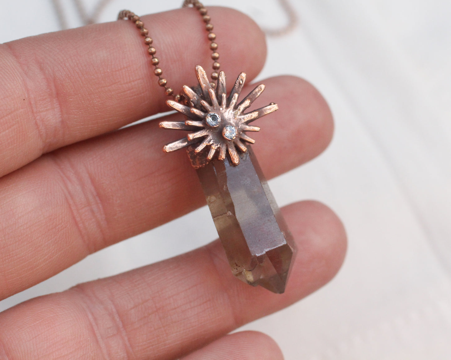 Smoky Quartz and faceted Topaz necklace