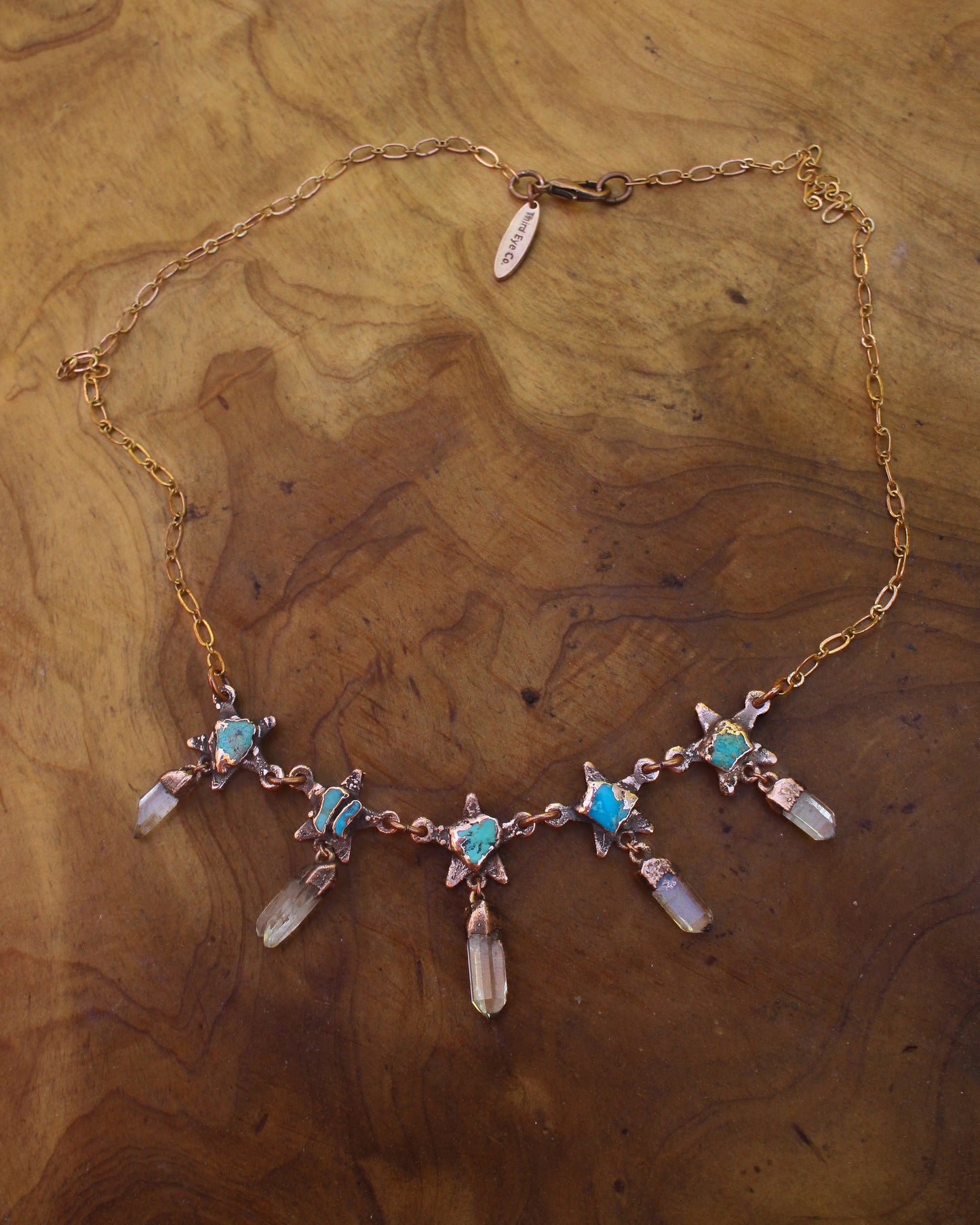 Turquoise Star and Quartz charm necklace
