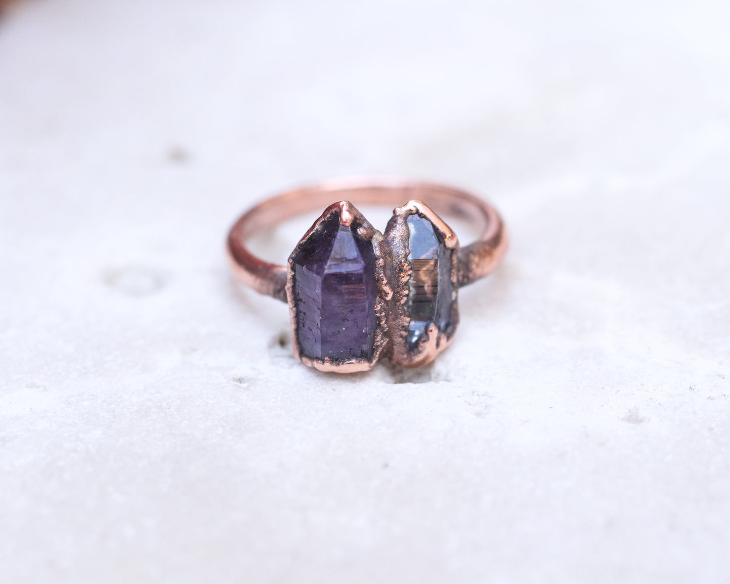 Amethyst and Quartz ring - Size 7.5