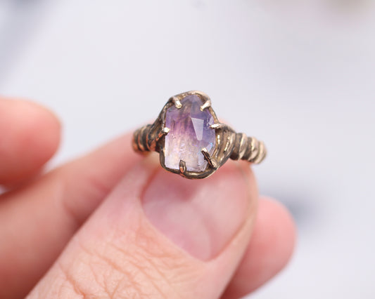Hand faceted Smoky Amethyst ring
