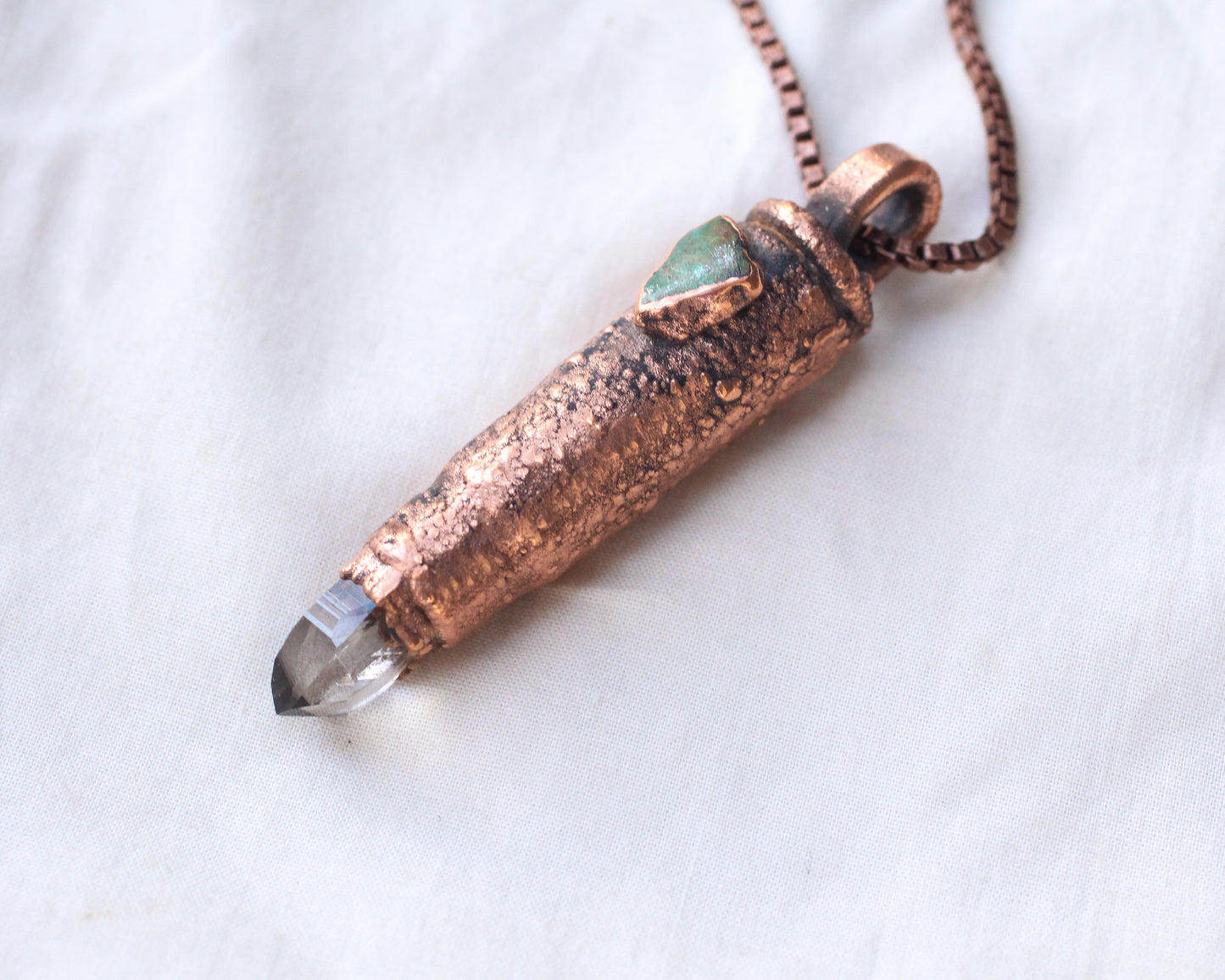 Smoky Quartz and Turquoise bullet necklace