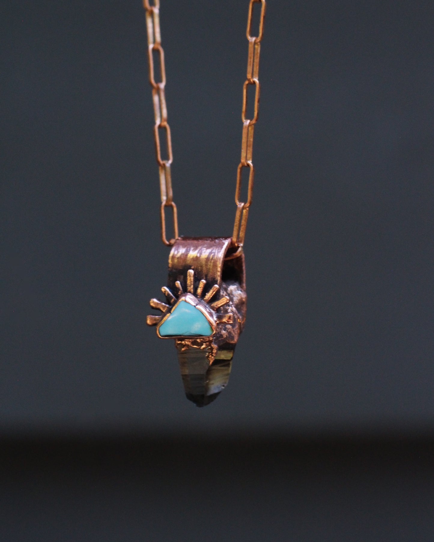 Tiny Smoky Quartz and Turquoise necklace