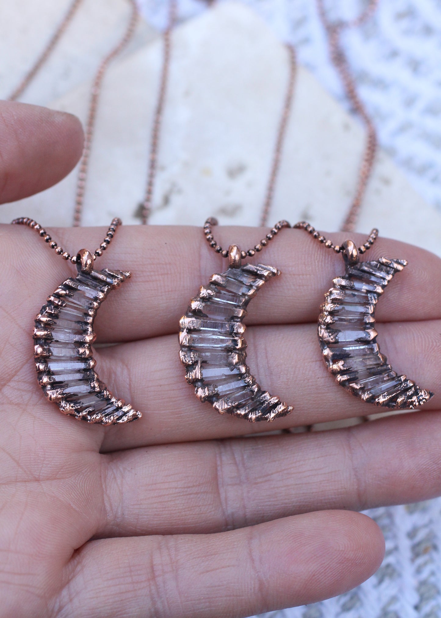 Quartz moon necklaces