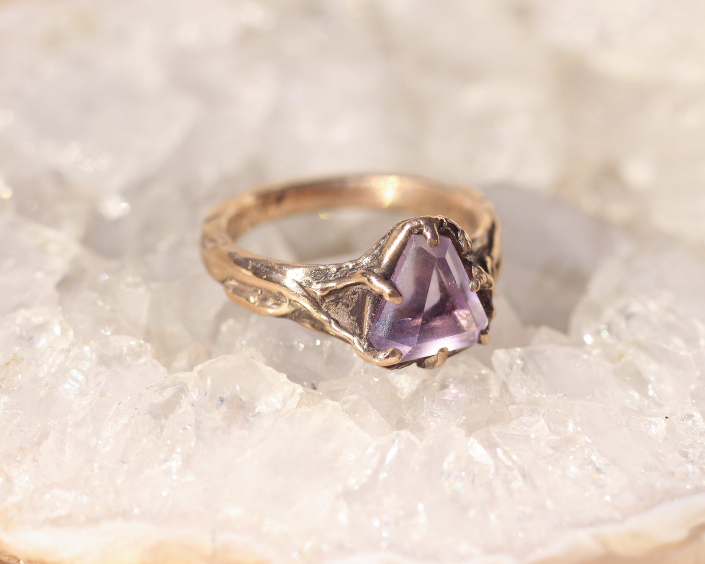 Hand faceted Amethyst ring - Size  7.25