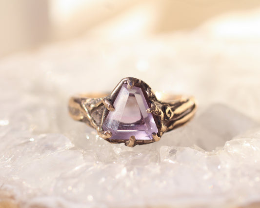 Hand faceted Amethyst ring - Size  7.25