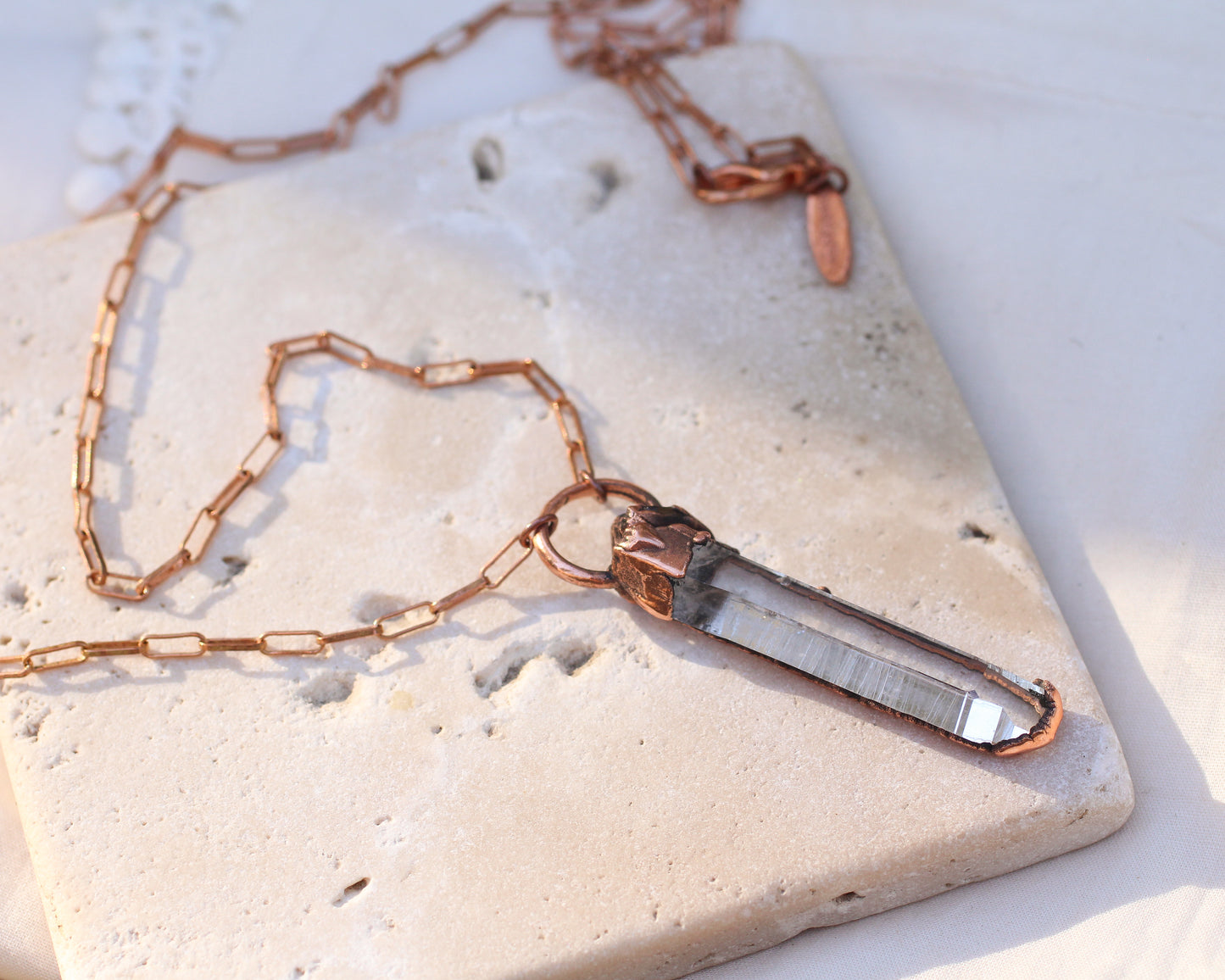 Quartz and hidden Turquoise detail necklace