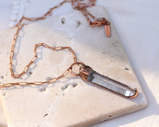 Quartz and hidden Turquoise detail necklace
