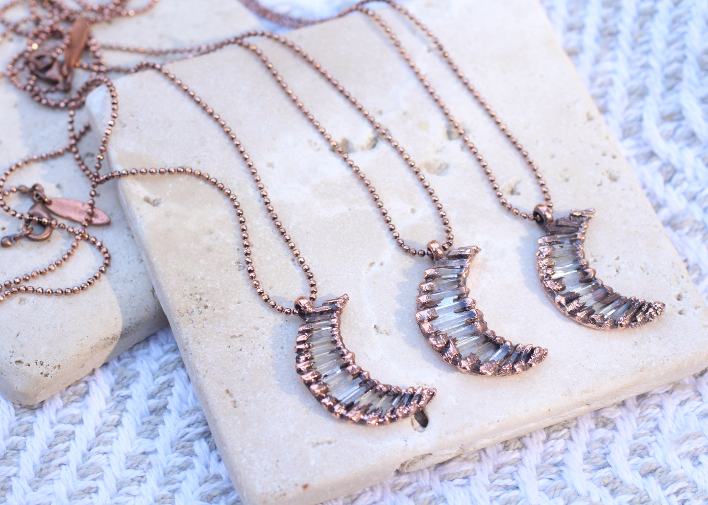 Quartz moon necklaces