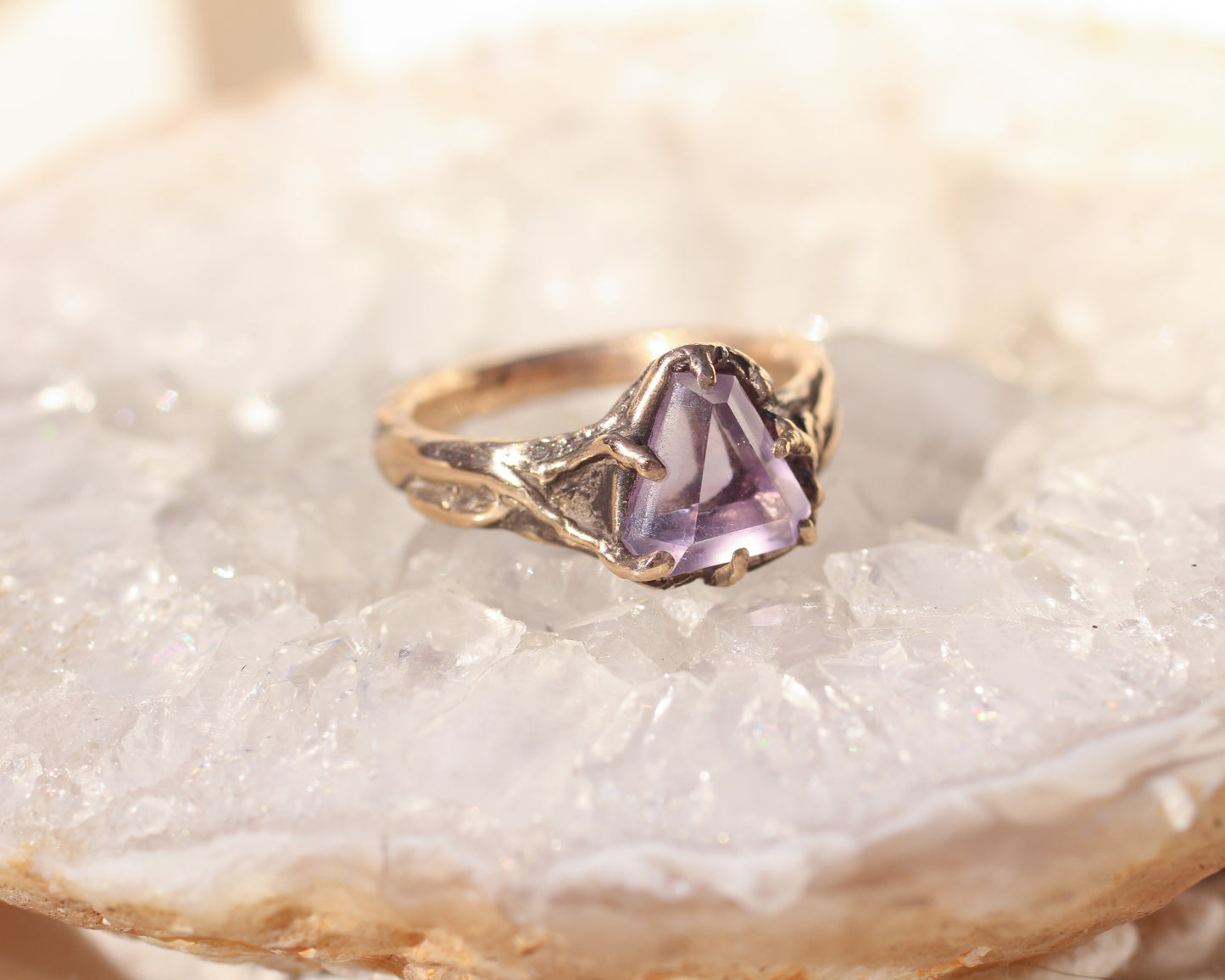Hand faceted Amethyst ring - Size 7.25