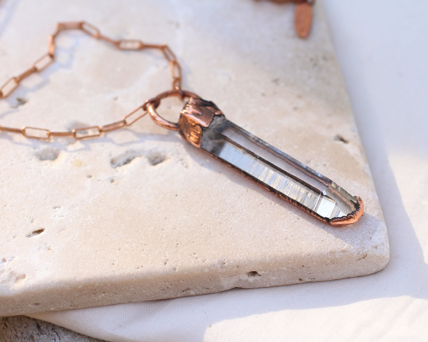 Quartz and hidden Turquoise detail necklace