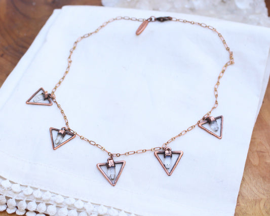 Quartz triangle charm necklace