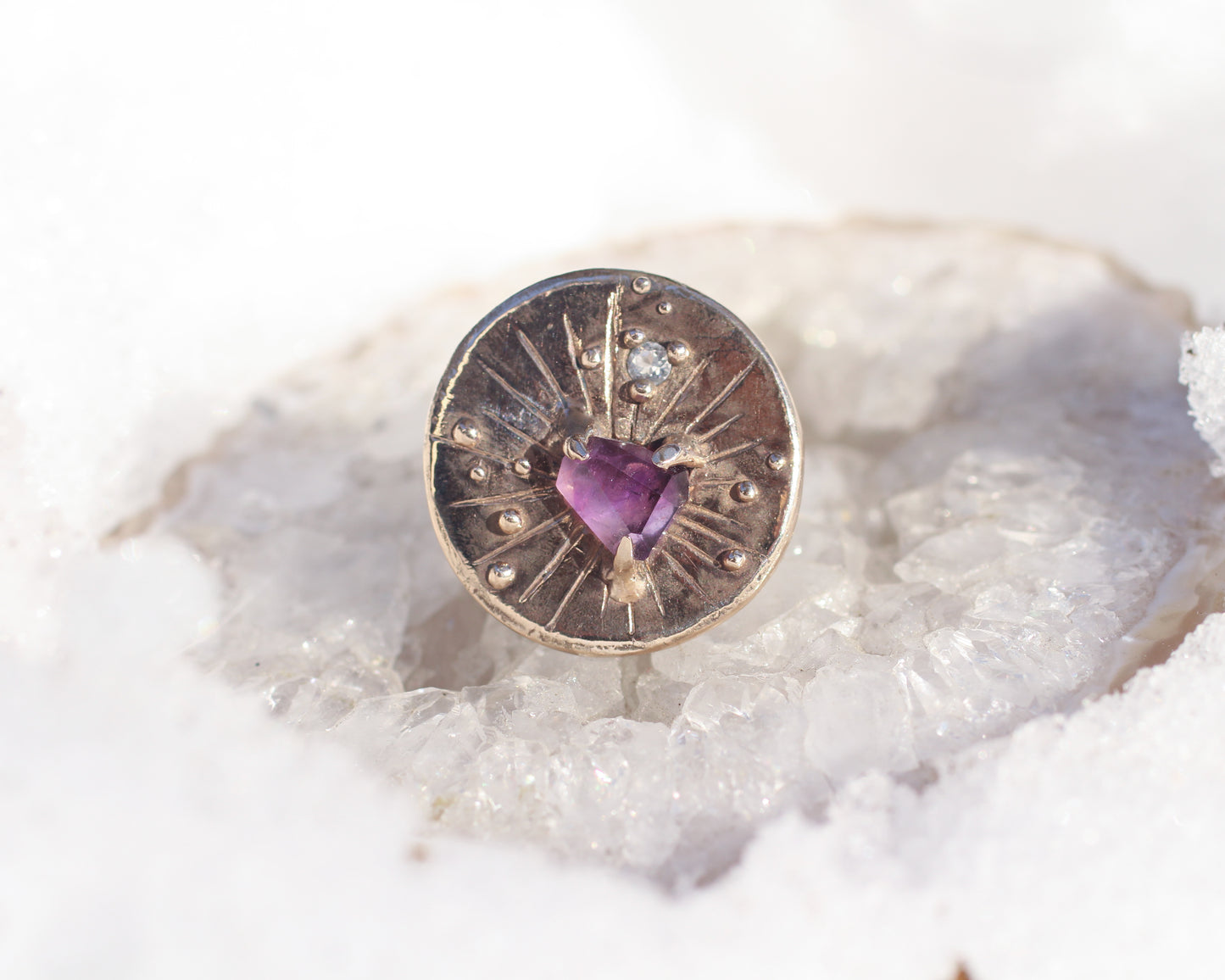 Deep purple Amethyst Star Chart ring - Size 6.5