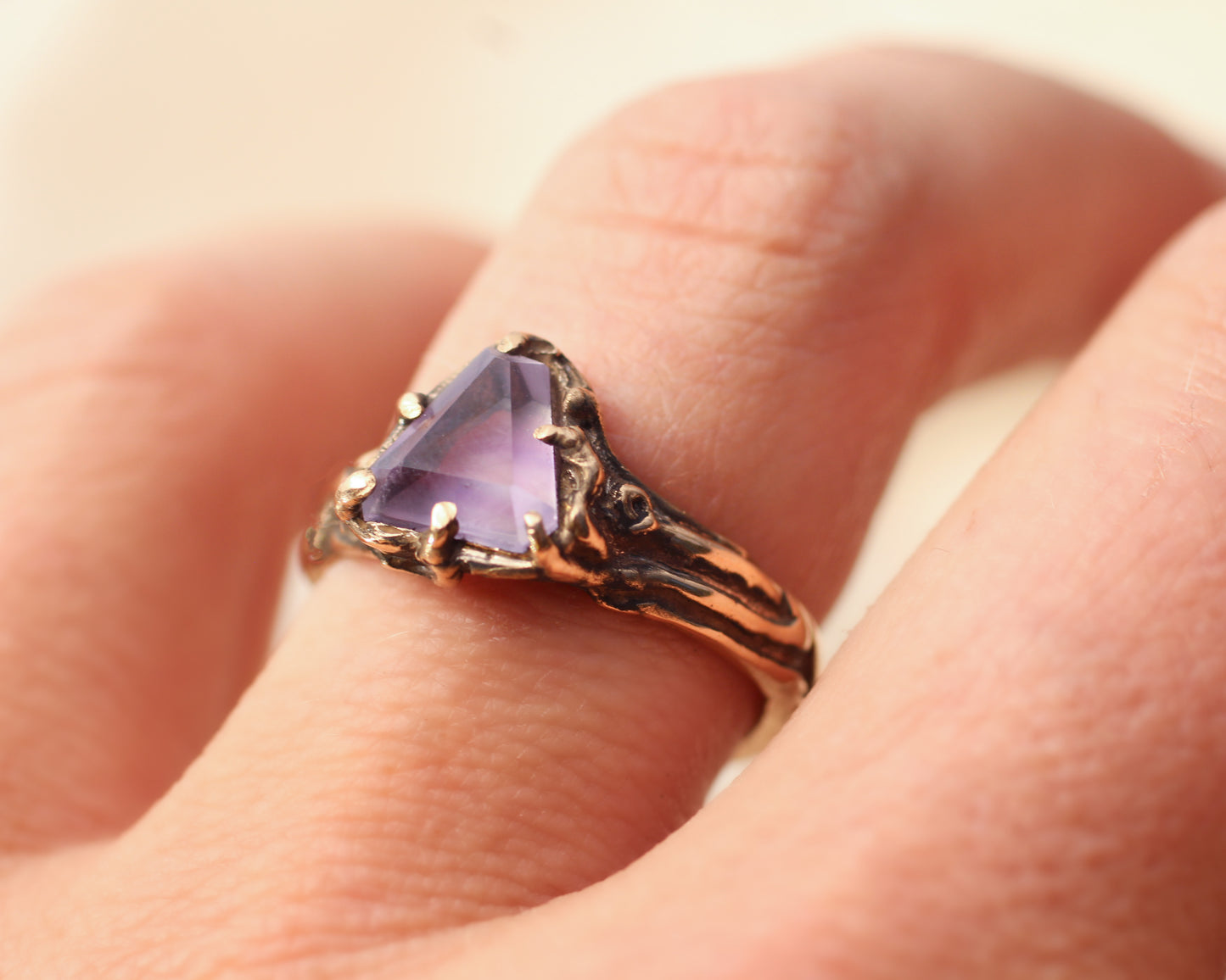 Hand faceted Amethyst ring - Size 7.25