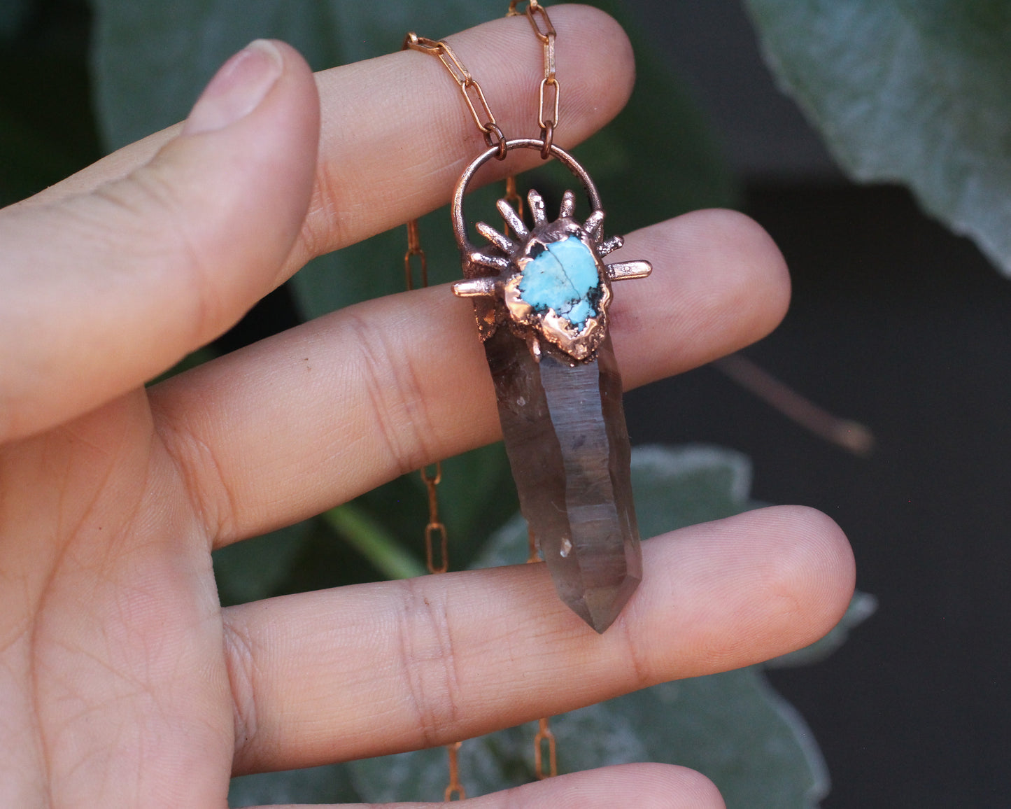 Smoky Quartz and Turquoise Necklace