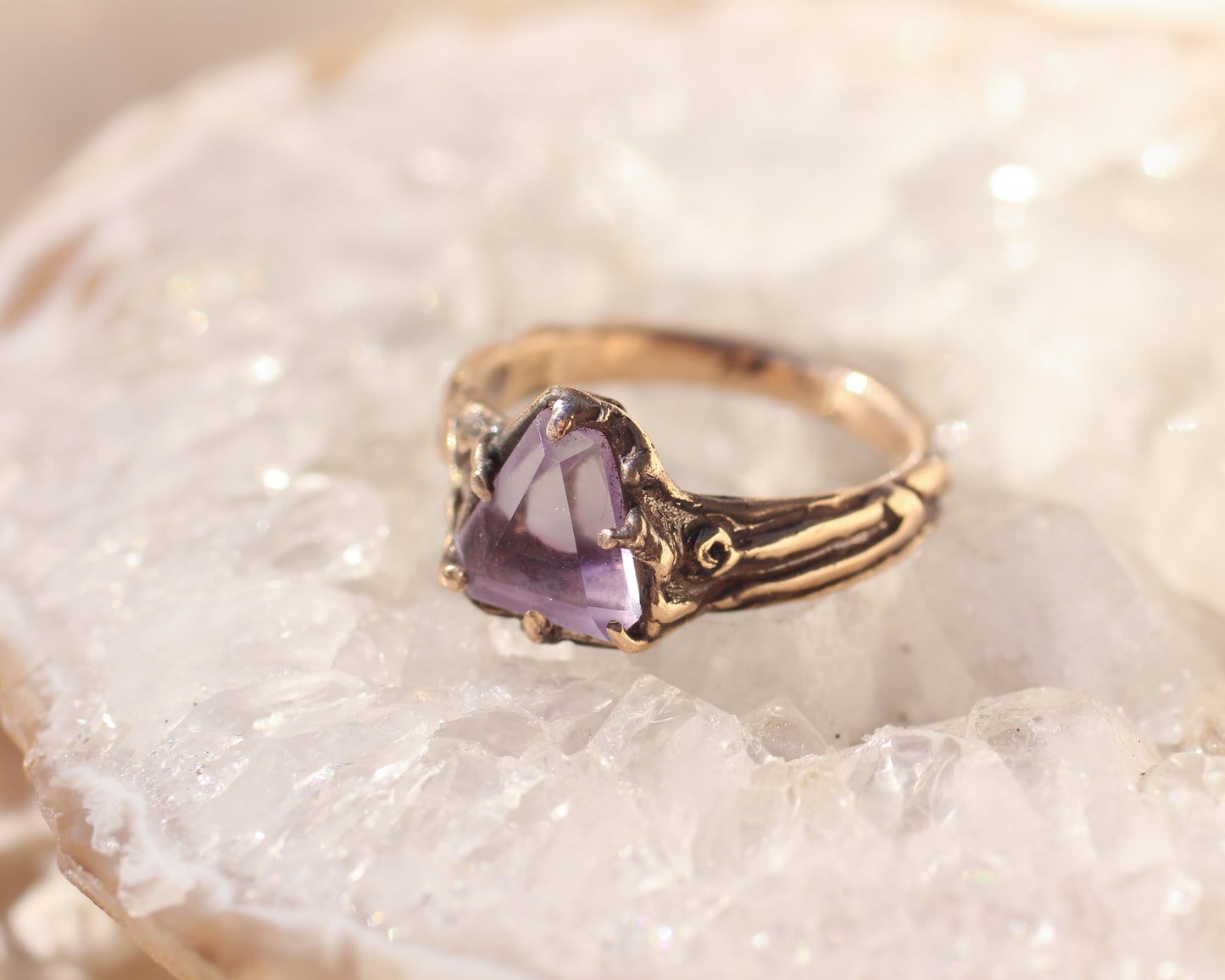 Hand faceted Amethyst ring - Size 7.25
