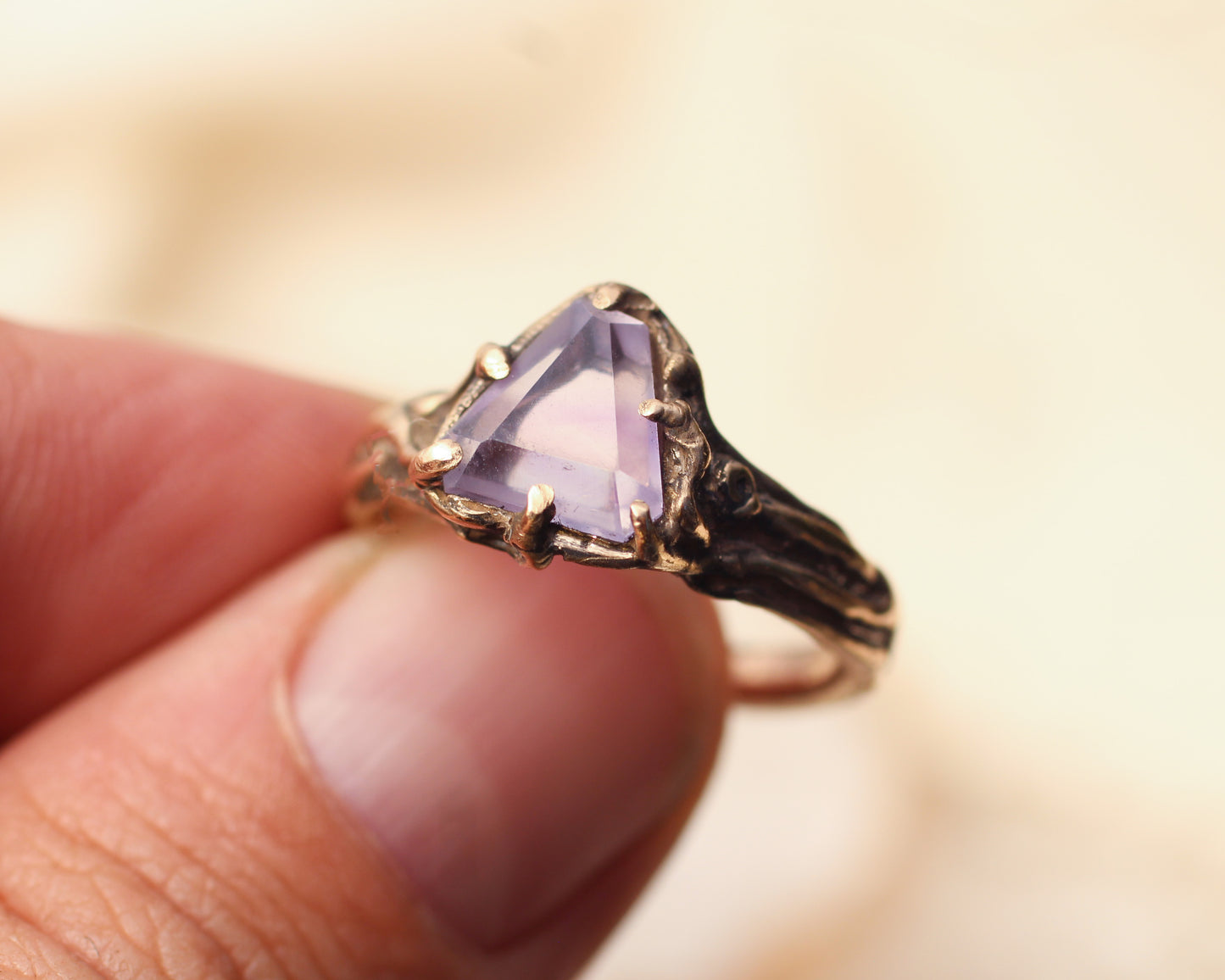 Hand faceted Amethyst ring - Size 7.25