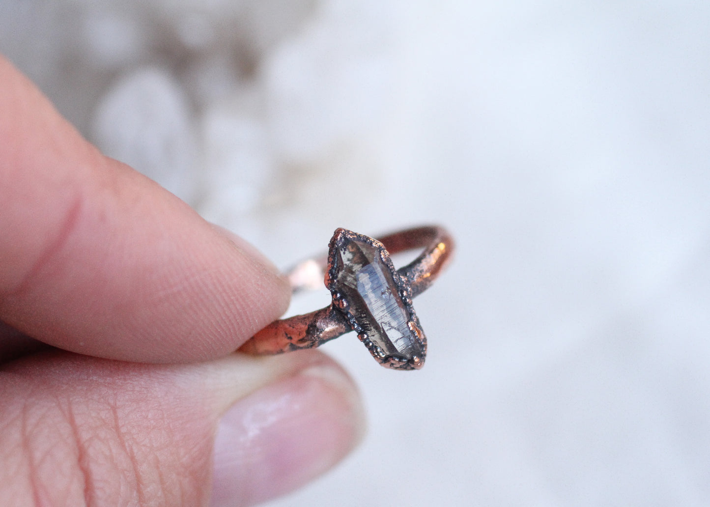 Tiny Smoky Quartz ring - Size 8