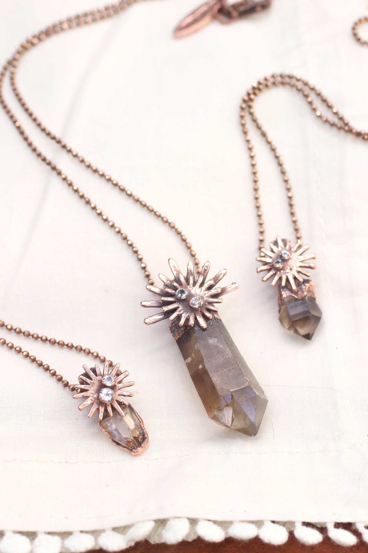 Smoky Quartz and faceted Topaz necklace