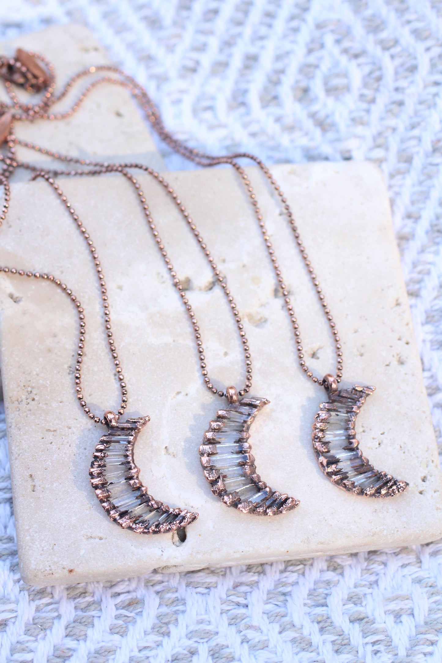 Quartz moon necklaces