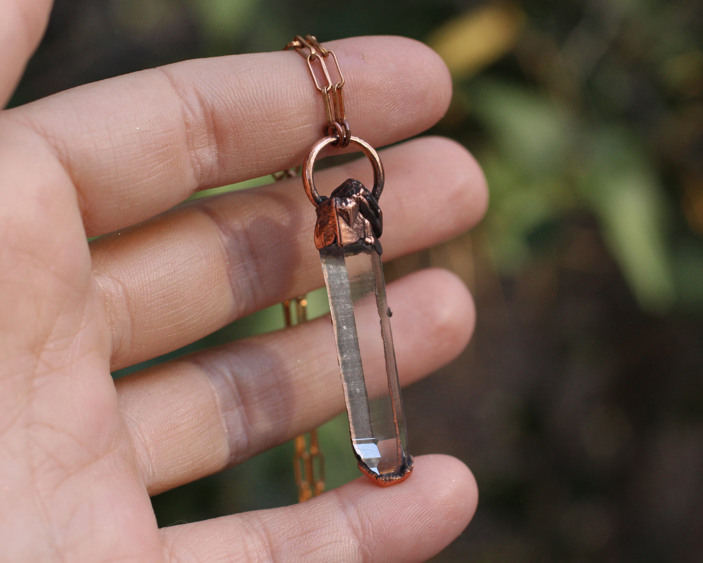 Quartz and hidden Turquoise detail necklace