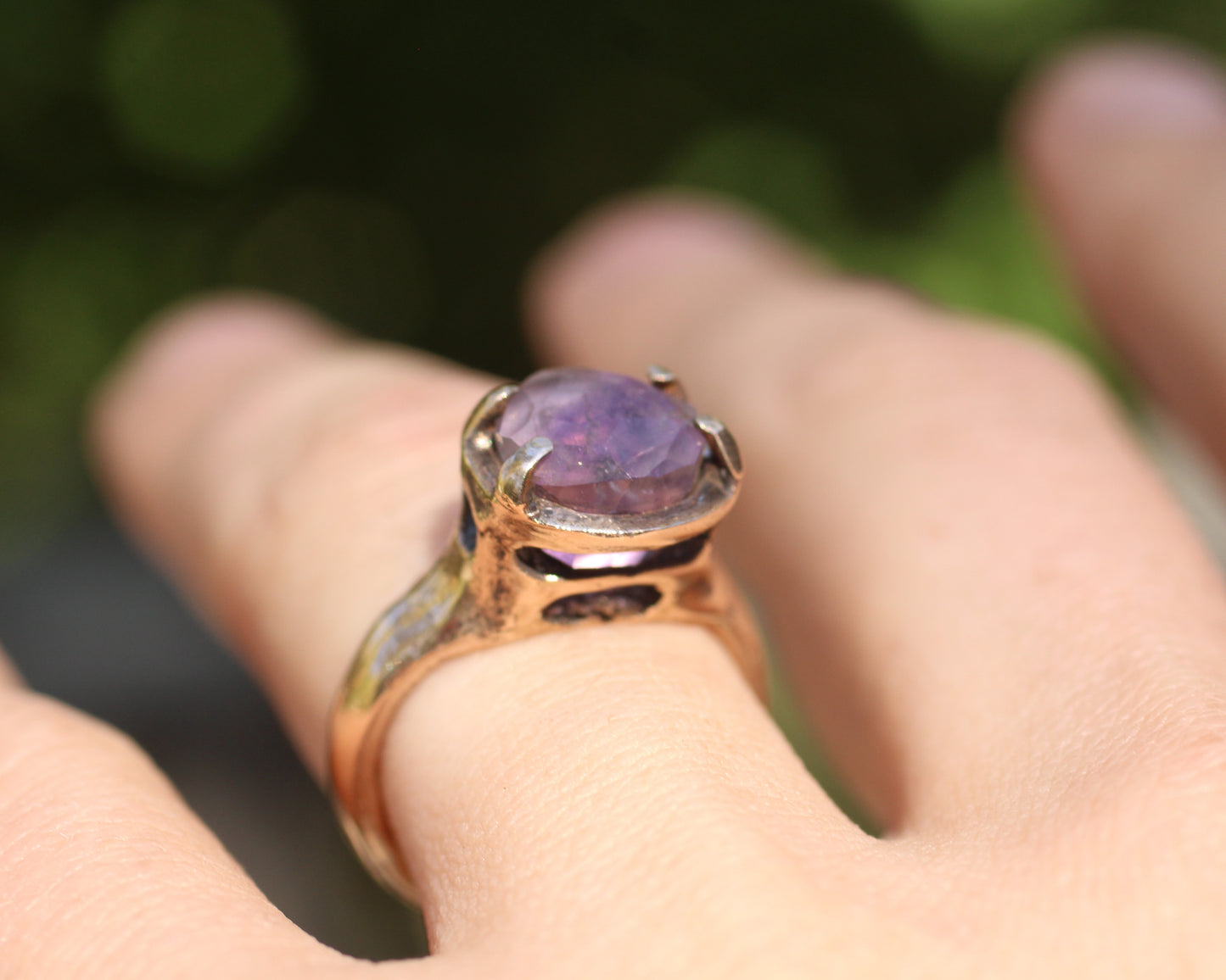 Hand faceted Amethyst ring - 6.25