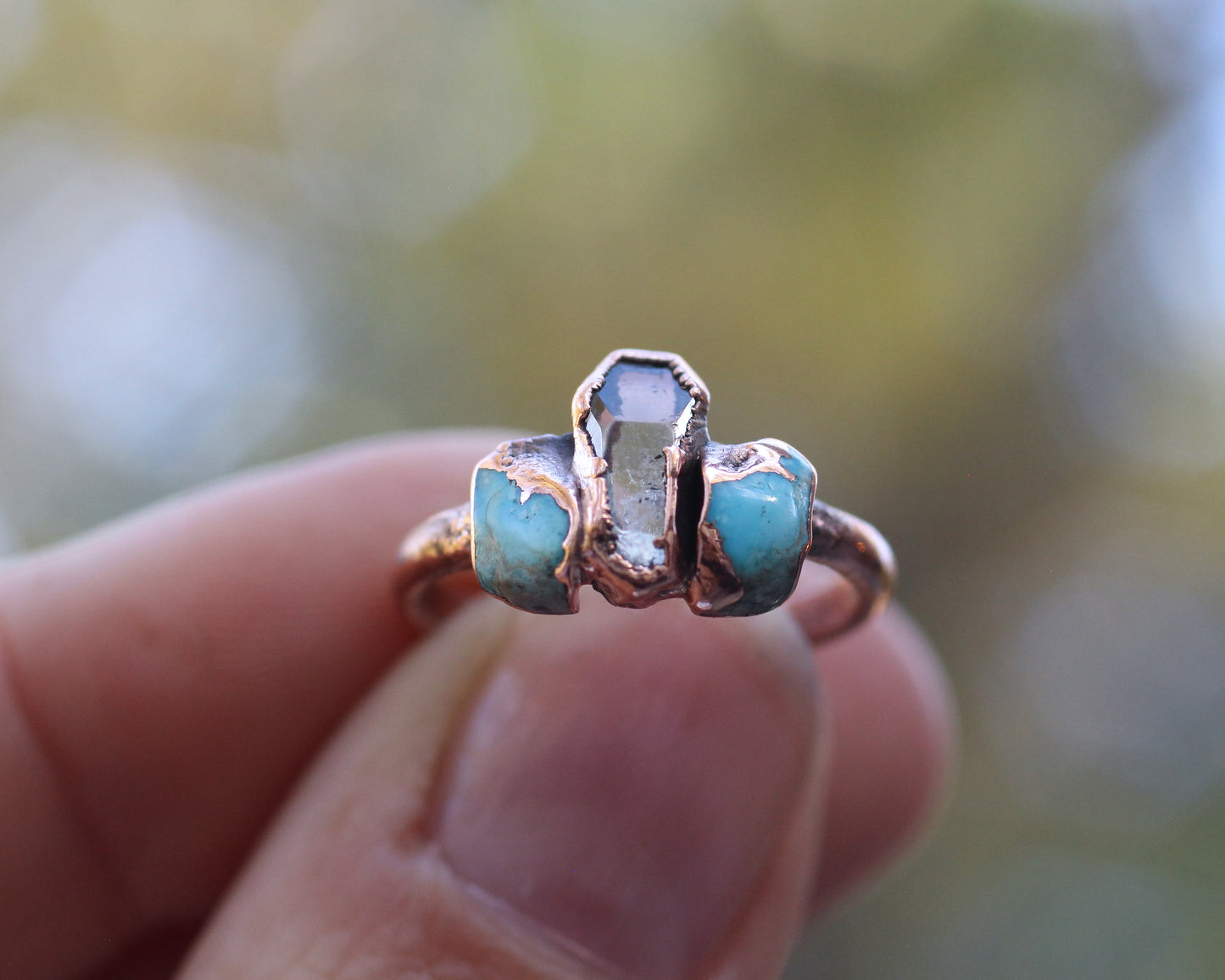 Quartz and Turquoise ring - size 7