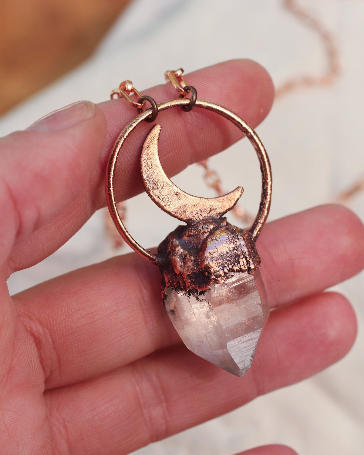 Quartz Crescent Moon necklace