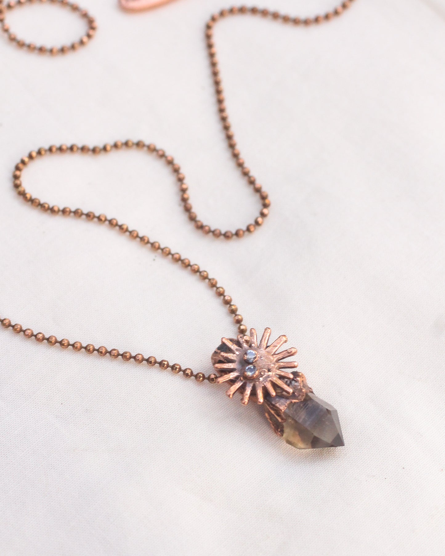 Little Smoky Quartz and faceted Topaz necklace