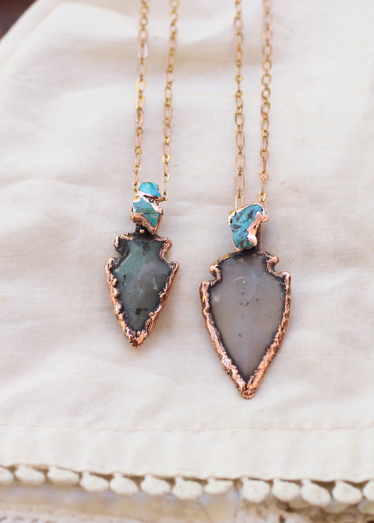 Natural Stone Arrowhead and Turquoise necklace
