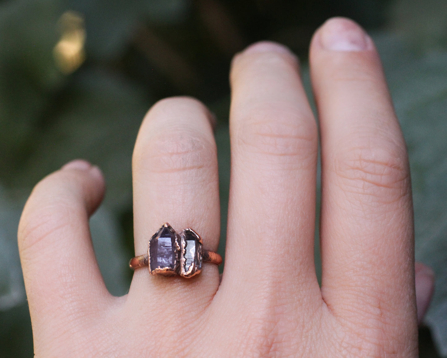 Amethyst and Quartz ring - Size 7.5