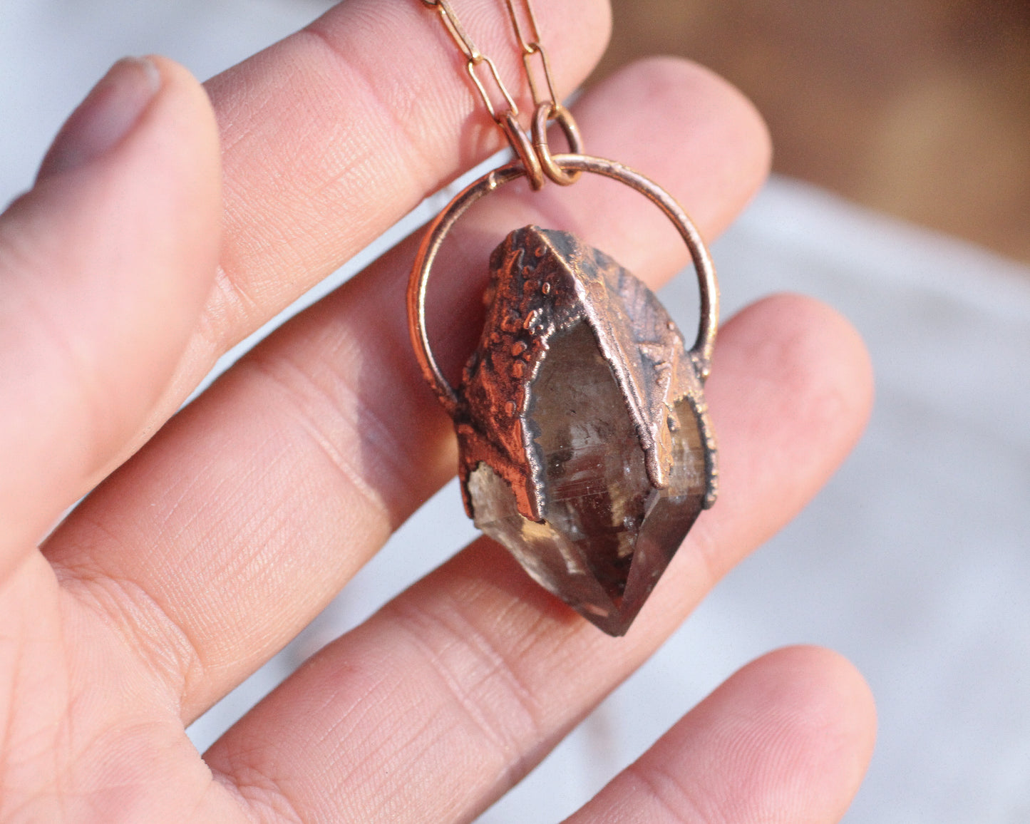 Smoky Quartz claw necklace