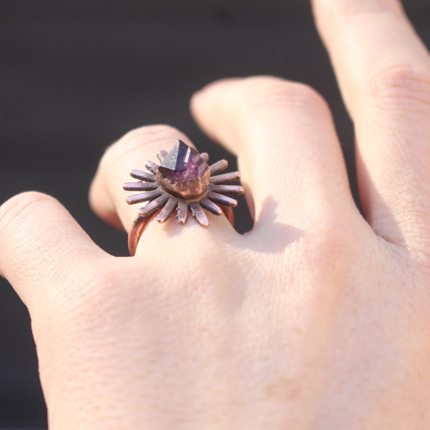Deep Amethyst starburst ring - Size 7