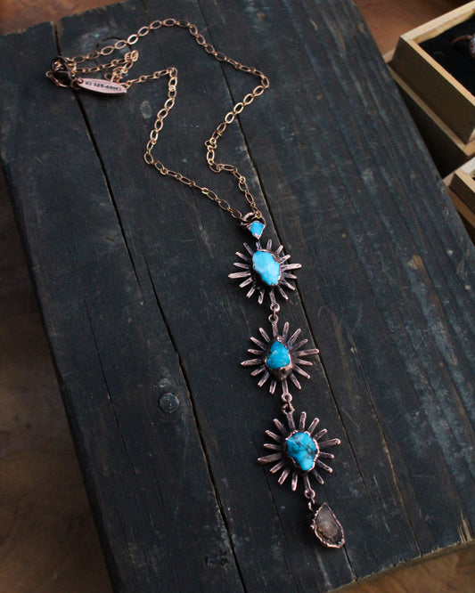 Sherry Topaz and Turquoise tiered sun necklace