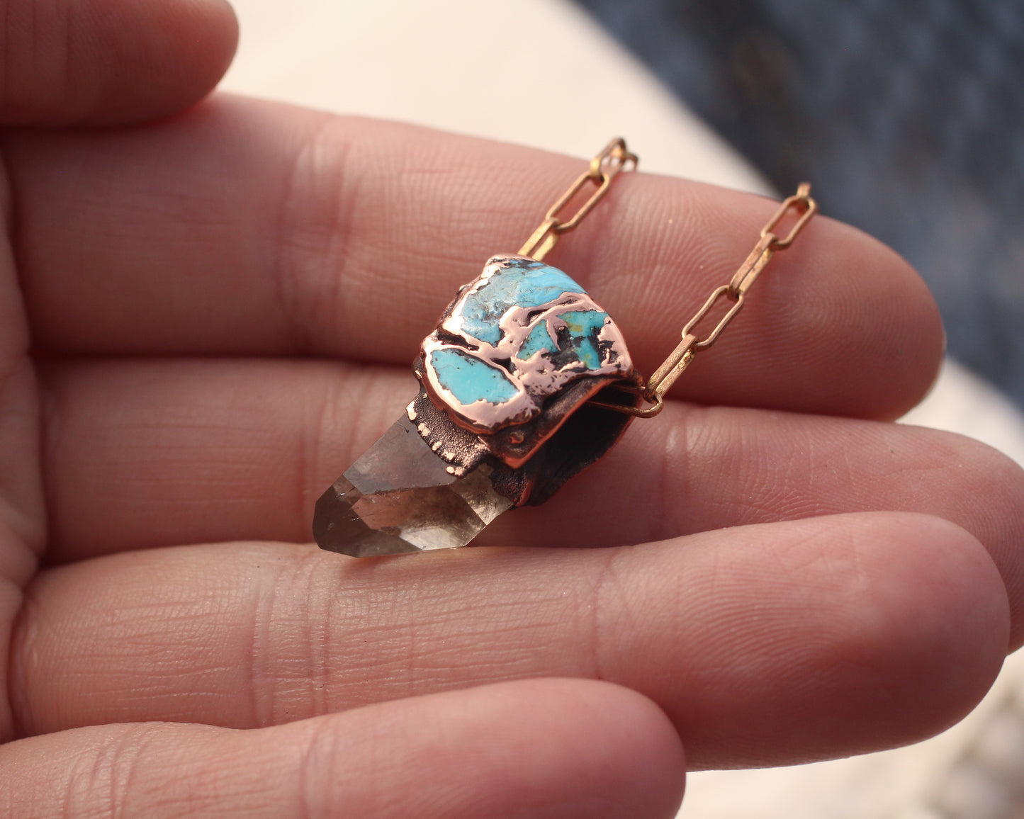 Smoky Quartz and Turquoise necklace