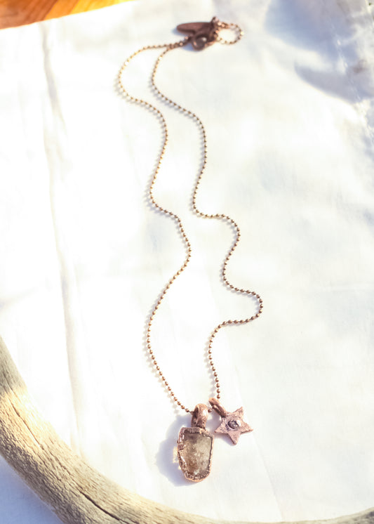 Raw and faceted Topaz charm necklace