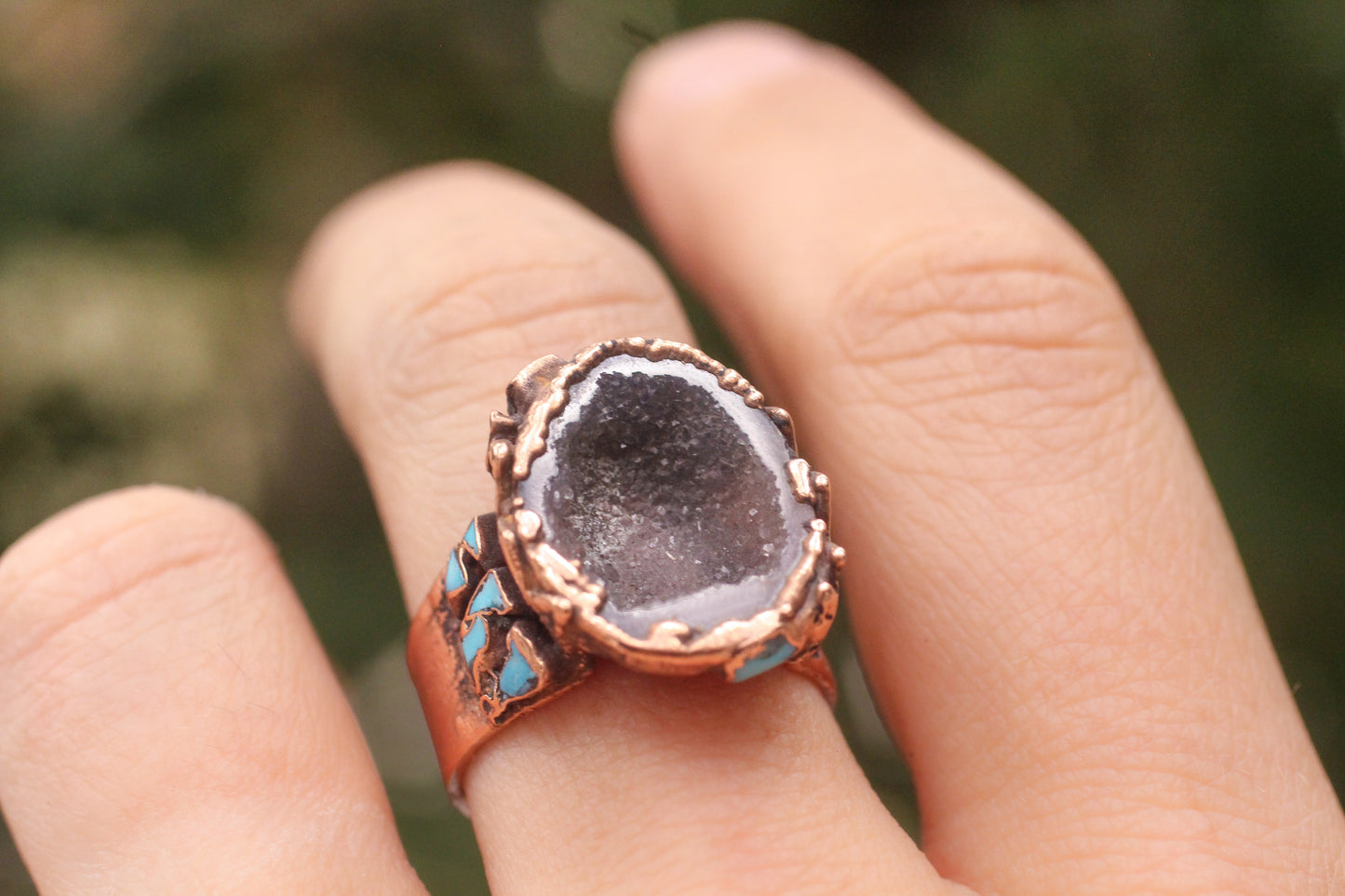 Tabasco Geode and Turquoise ring - Size 10