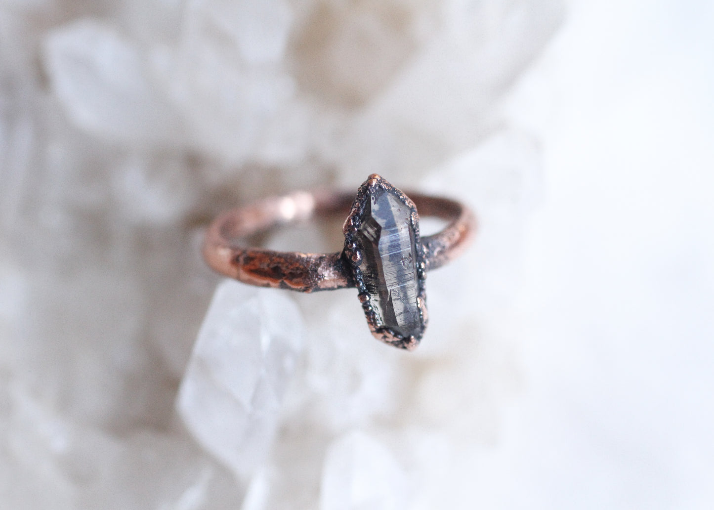 Tiny Smoky Quartz ring - Size 8