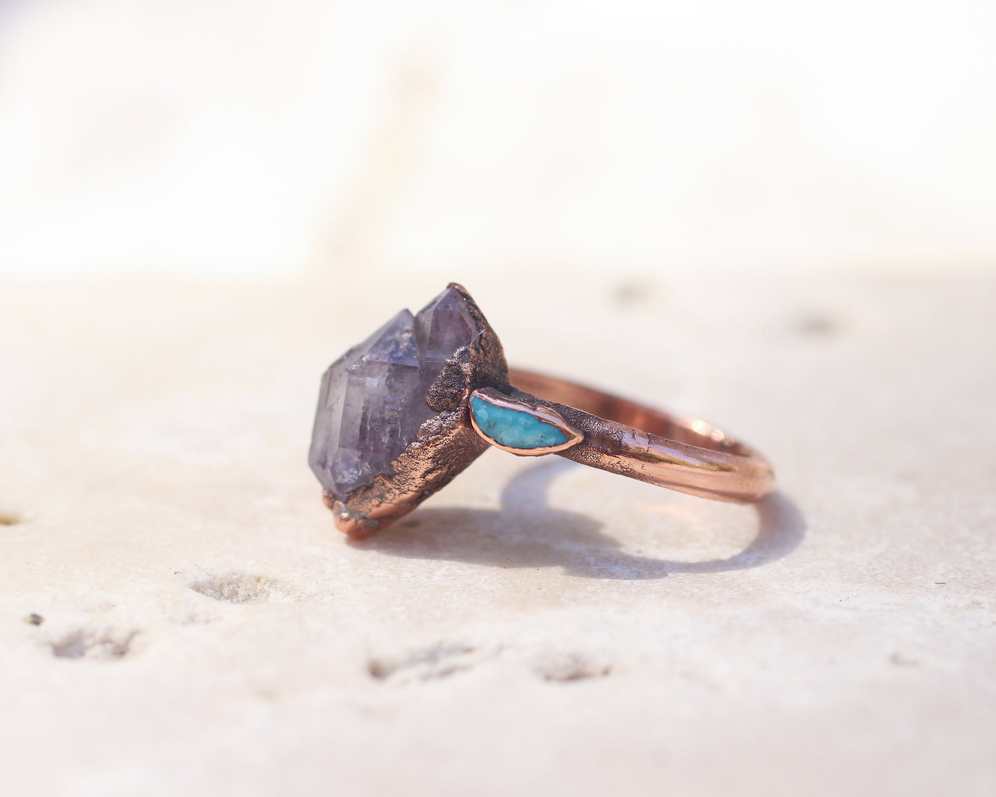 Amethyst and Turquoise ring - Size 5.5