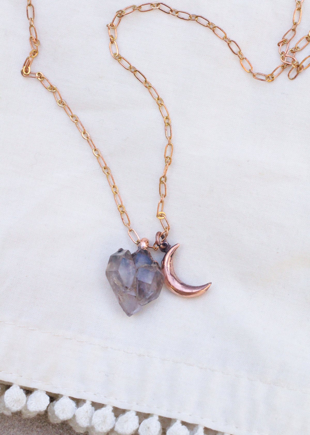 Amethyst and Moon charm necklace