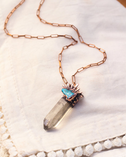 Smoky Quartz and Turquoise necklace