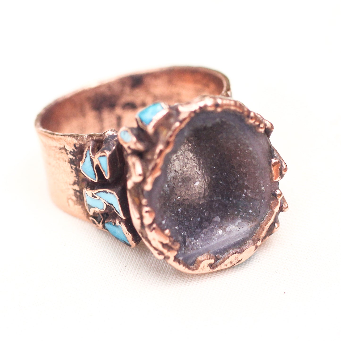 Tabasco Geode and Turquoise ring - Size 10