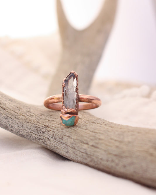 Quartz and Turquoise ring - Size 8.5