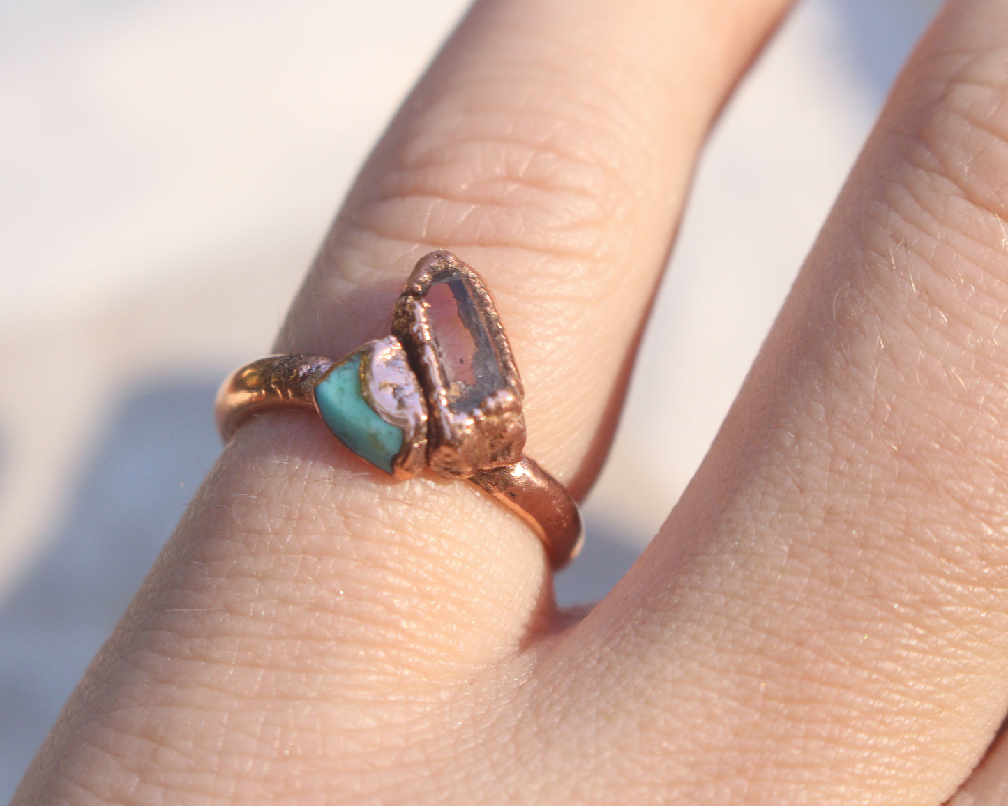 Quartz and Turquoise ring
