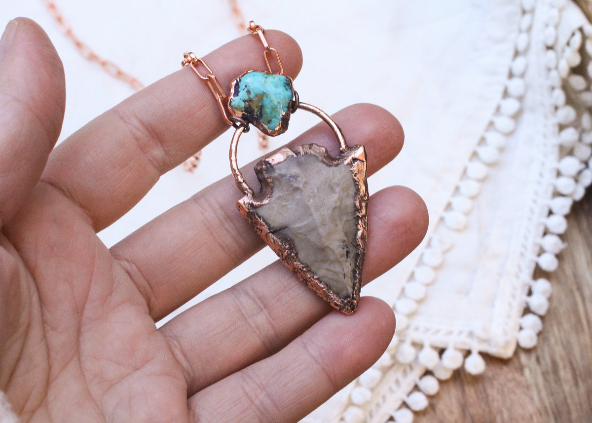 Stone and Turquoise Arrowhead necklace