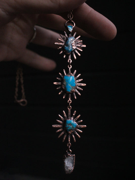 Topaz and Turquoise tiered sun necklace