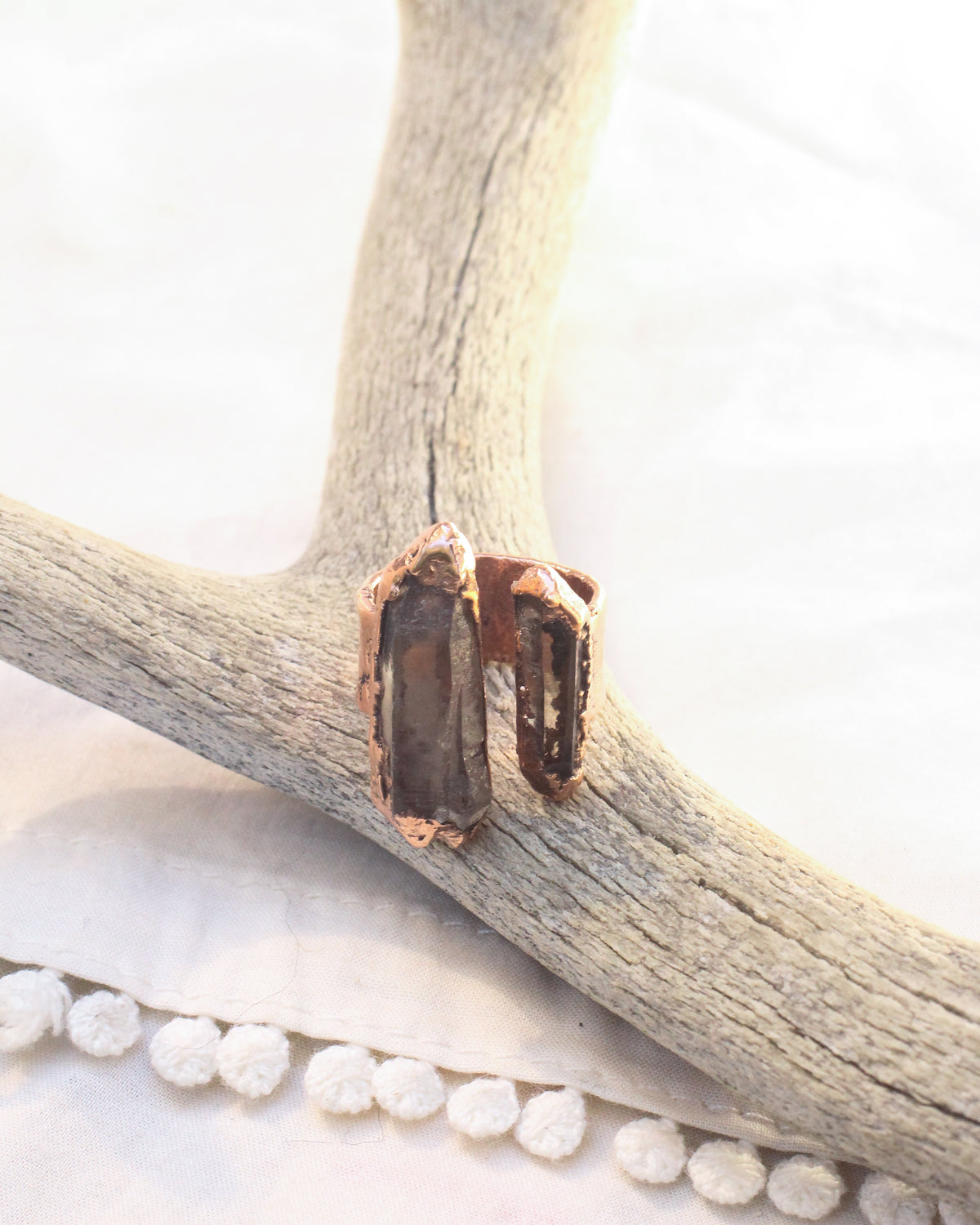 Open Smoky Quartz Ring - size 6