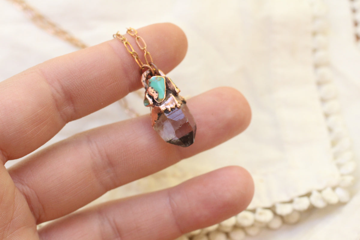 Little Smoky Quartz and Turquoise necklace