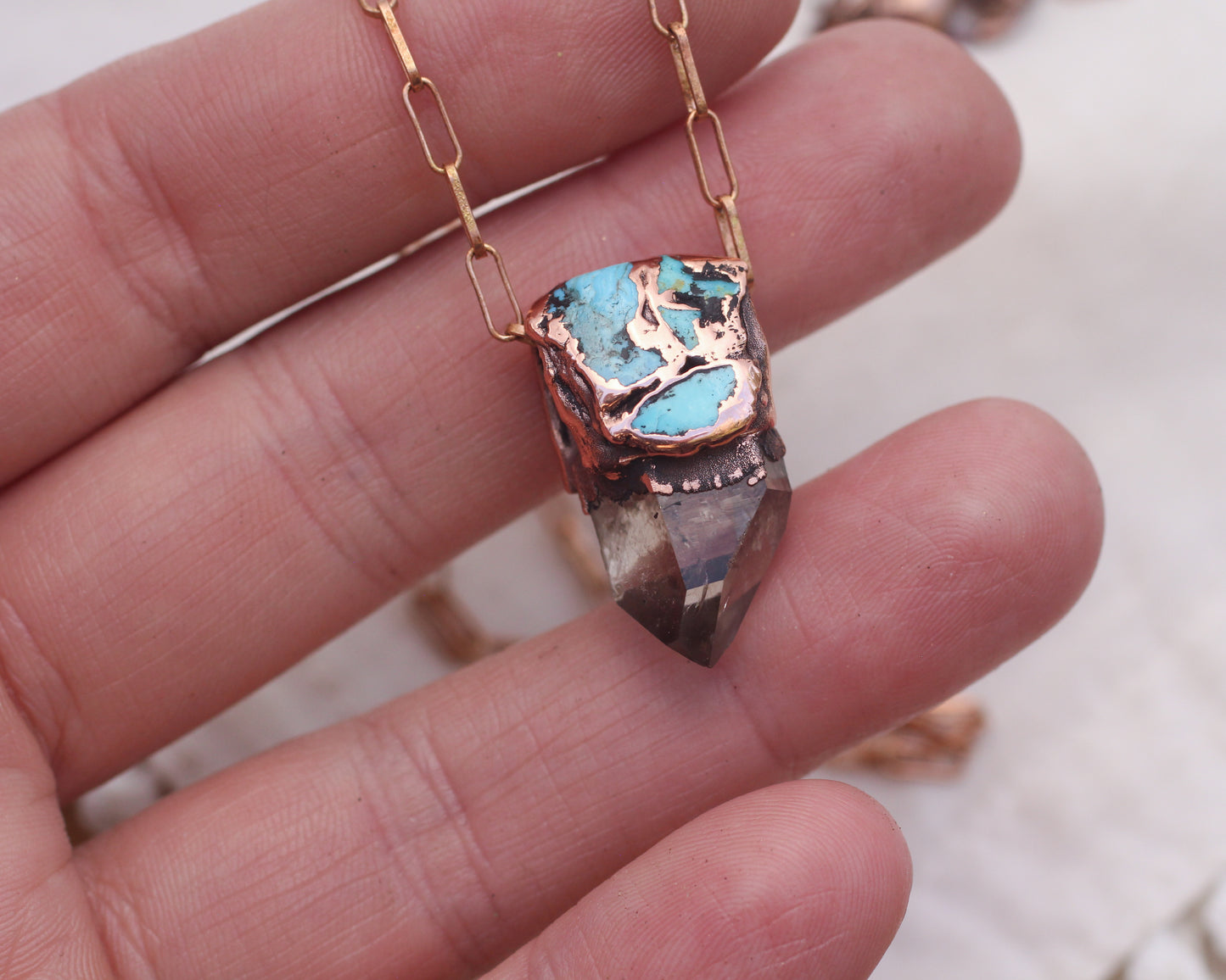 Smoky Quartz and Turquoise necklace